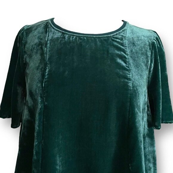 Maeve Anthropologie Womens Top Sz Small Green Crushed Velvet Boho Holiday Shirt - Picture 4 of 6